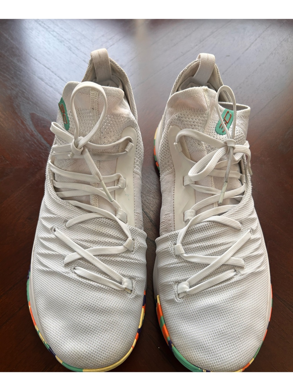 Under Armour Under Armour Curry 5 Confetti White Knit Sneakers with Multicolor